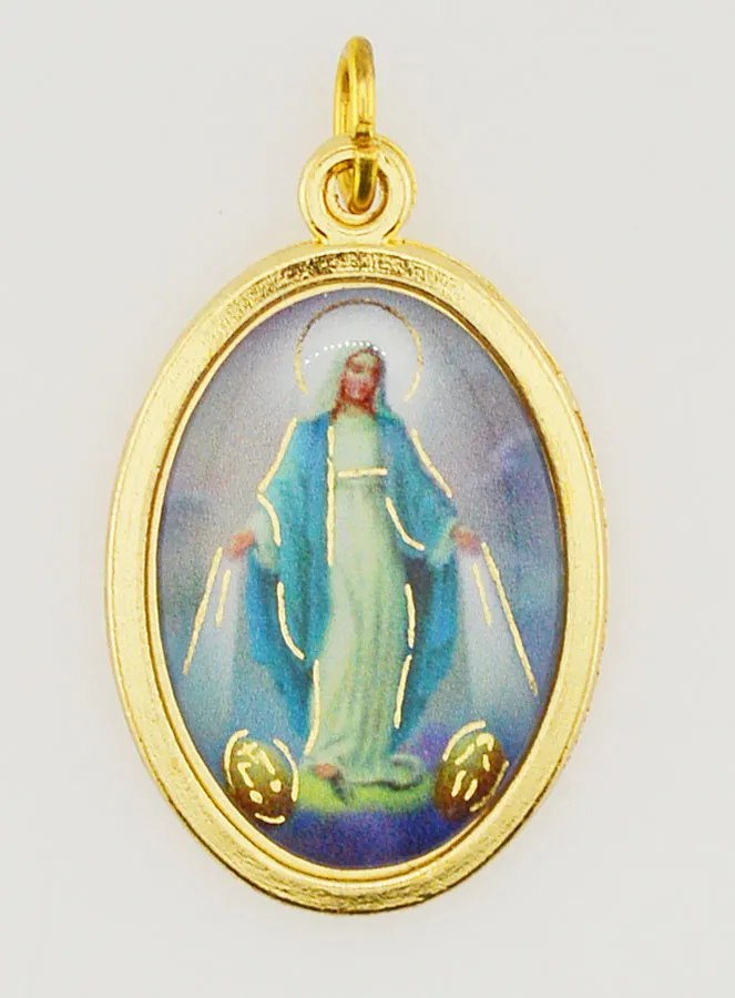 Coloured Miraculous Virgin Mary Medal 22mm (pic 1)