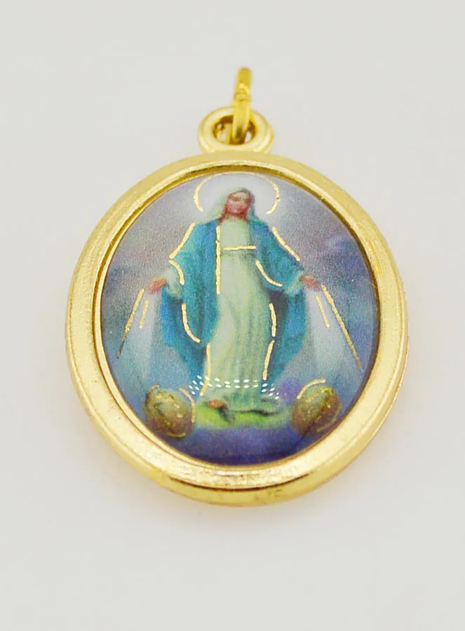 Coloured Miraculous Virgin Mary Medal 22mm (pic 2)