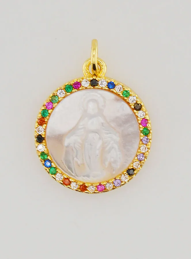 Miraculous Virgin Mary Medal in Mother-of-Pearl - 15mm (pic 1)