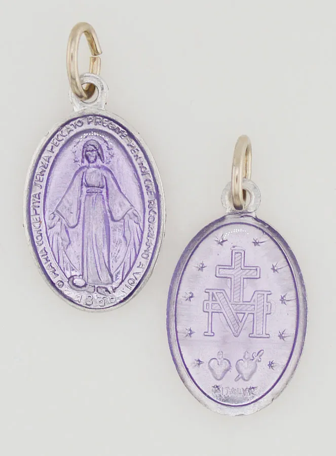 Purple Miraculous Medal - 18mm (pic 1)