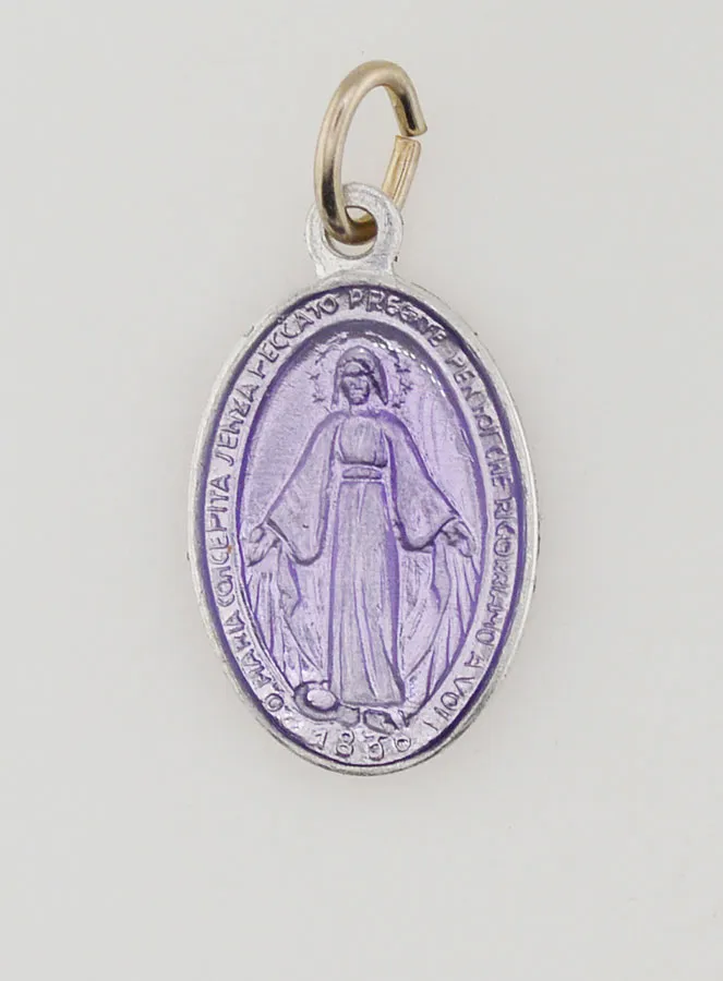 Purple Miraculous Medal - 18mm (pic 3)