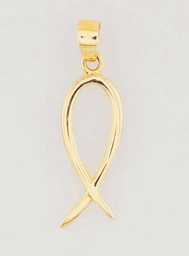 Ichtus Fish Pendant 375 Gold - 18mm (pic 1)