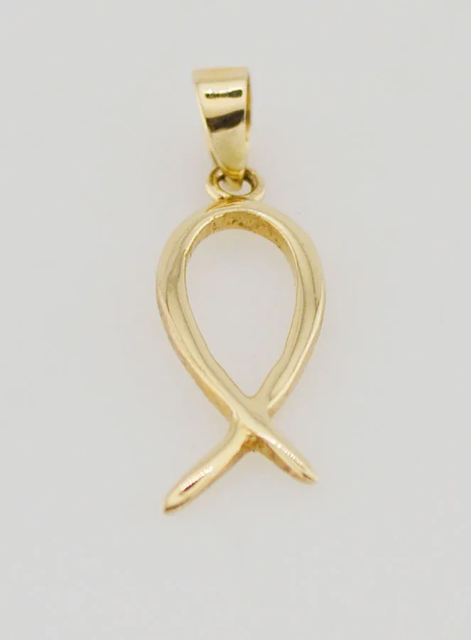 Ichtus Fish Pendant 375 Gold - 18mm (pic 2)