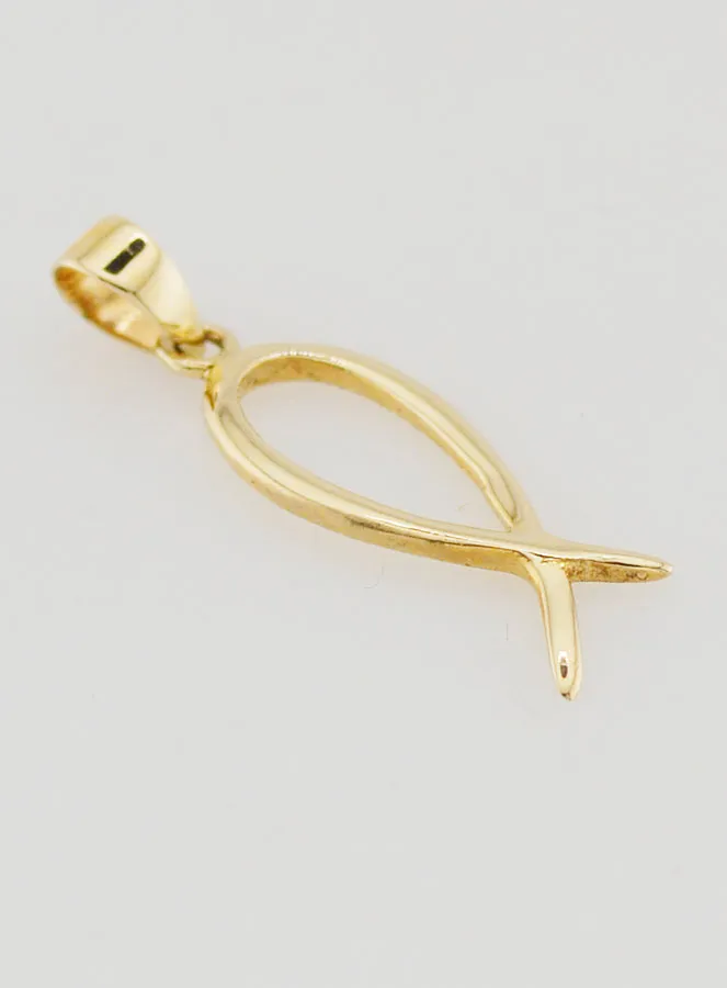 Ichtus Fish Pendant 375 Gold - 18mm (pic 3)