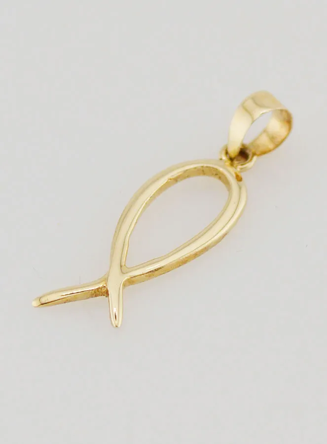Ichtus Fish Pendant 375 Gold - 18mm (pic 4)