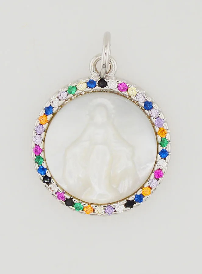 Miraculous Virgin Mary Medal in Mother-of-Pearl - 15mm (pic 1)