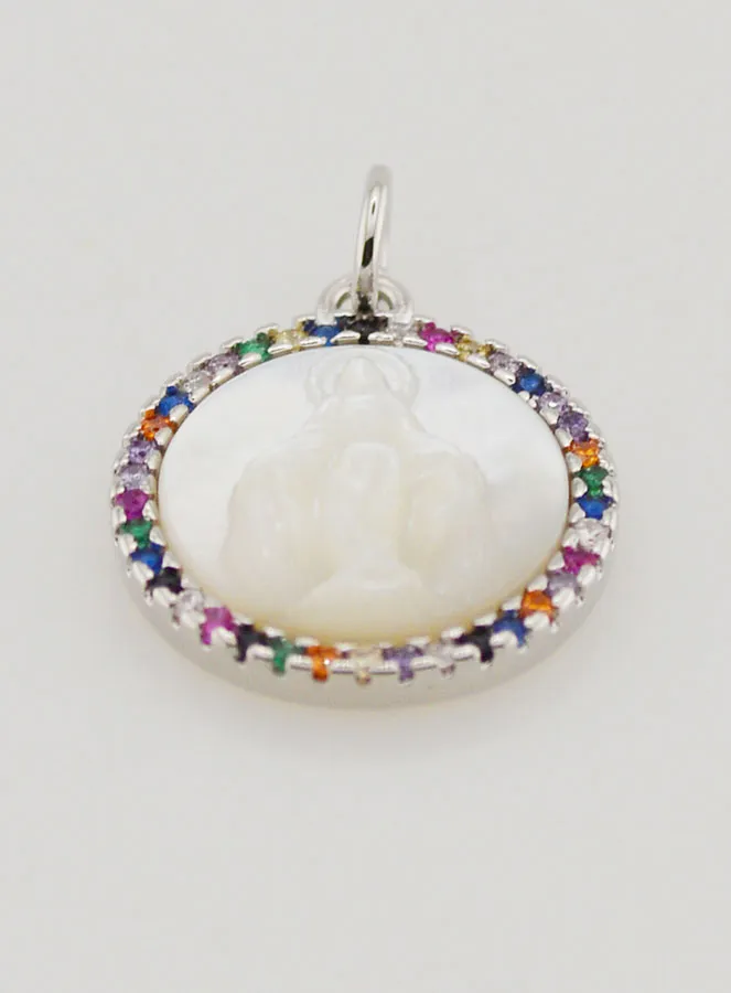 Miraculous Virgin Mary Medal in Mother-of-Pearl - 15mm (pic 2)