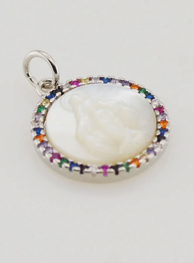 Miraculous Virgin Mary Medal in Mother-of-Pearl - 15mm (pic 3)