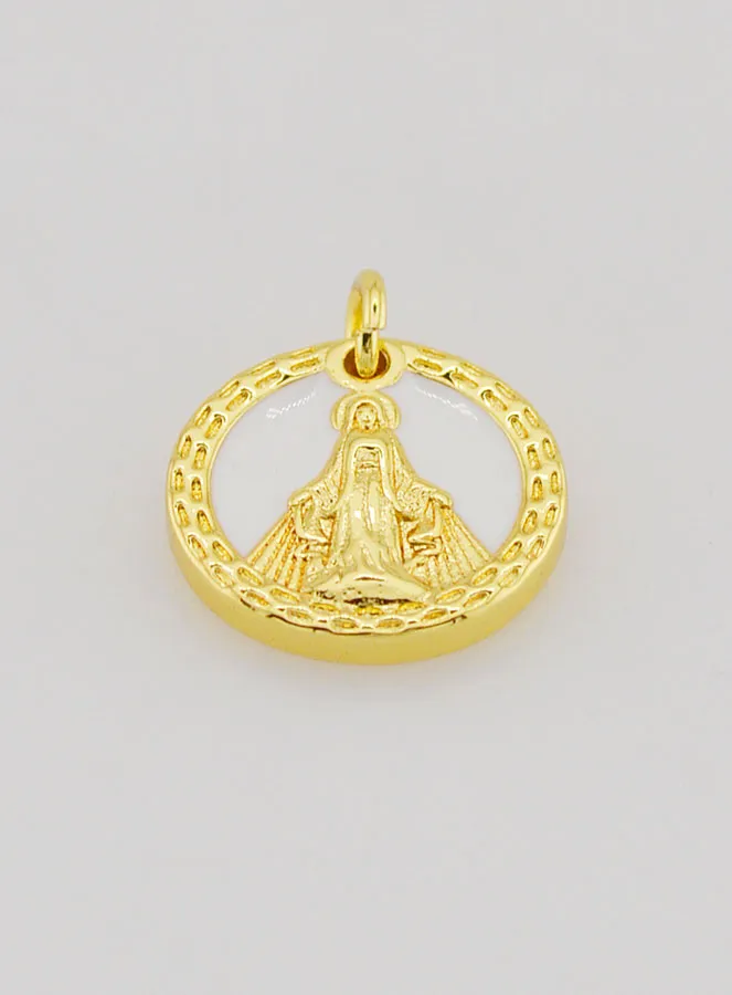 Miraculous Virgin Mary Medal in Mother-of-Pearl - 15mm (pic 2)