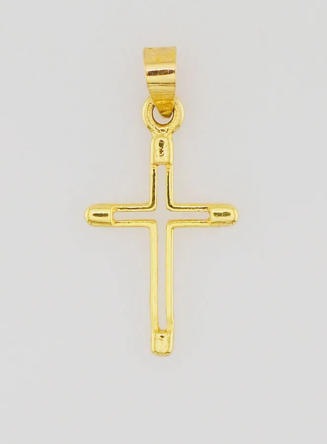 Contour Cross Pendant 15mm - 9ct Gold (pic 1)