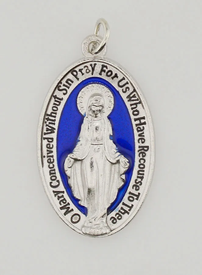 Blue Miraculous Medal - 30mm (pic 3)