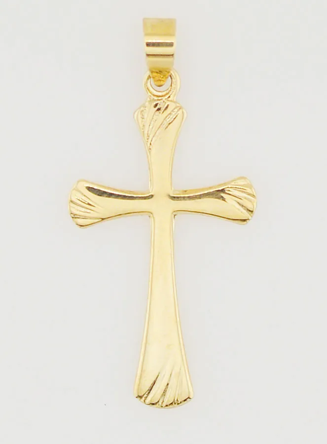 Striated Cross Pendant 22mm - 9ct Gold (pic 1)