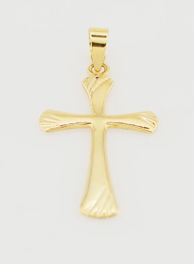 Striated Cross Pendant 22mm - 9ct Gold (pic 2)