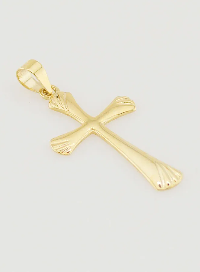 Striated Cross Pendant 22mm - 9ct Gold (pic 3)