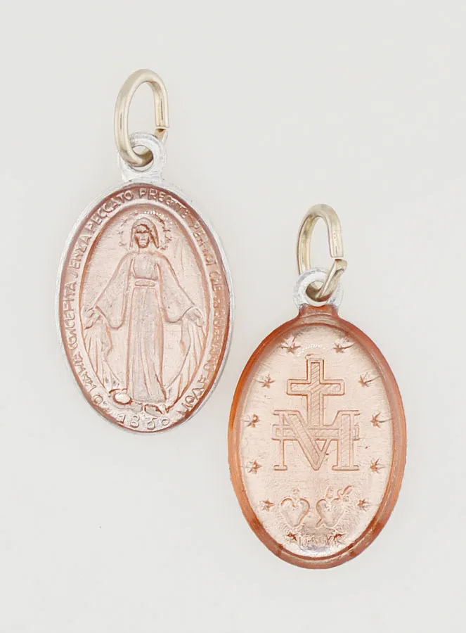 Pink Miraculous Medal - 14mm (pic 1)