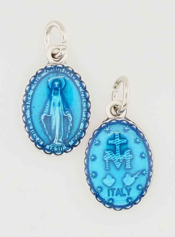 Blue and Silver Miraculous Medal - 15mm (pic 1)