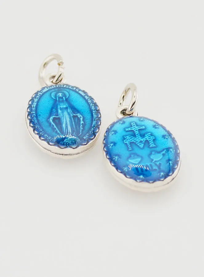 Blue and Silver Miraculous Medal - 15mm (pic 2)