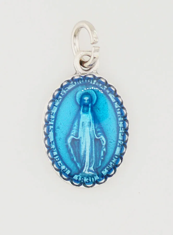 Blue and Silver Miraculous Medal - 15mm (pic 3)