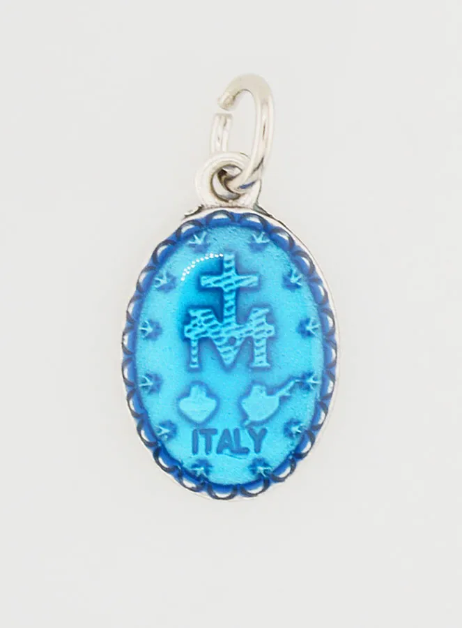 Blue and Silver Miraculous Medal - 15mm (pic 4)