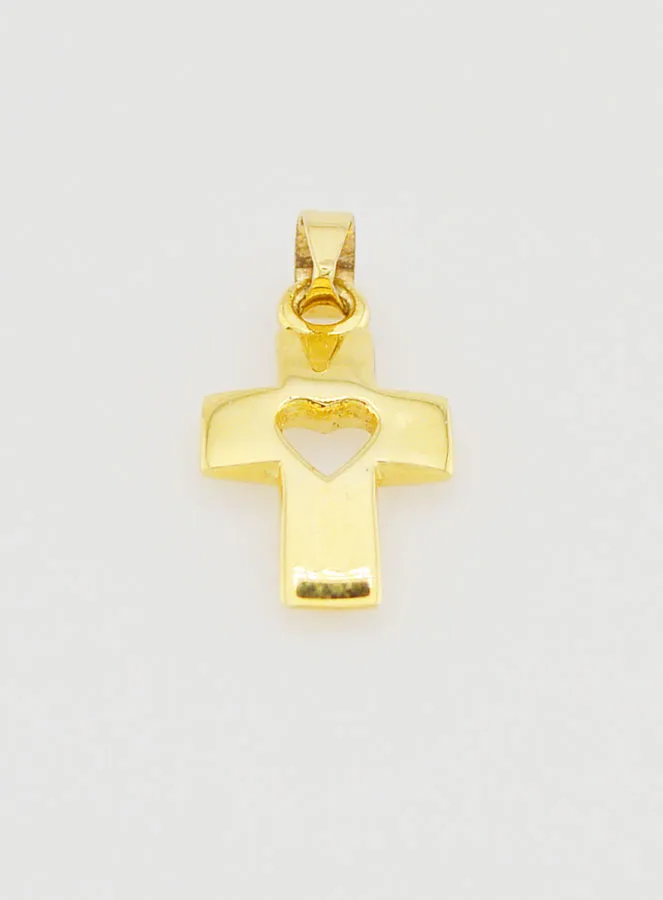 Cross and Heart Pendant 9ct Gold - 17mm (pic 2)