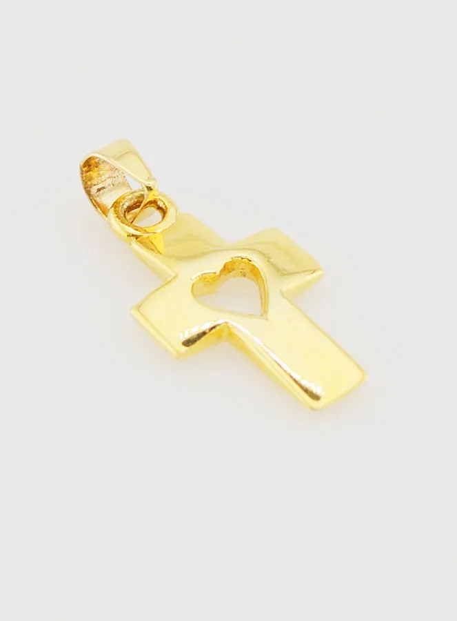 Cross and Heart Pendant 9ct Gold - 17mm (pic 3)