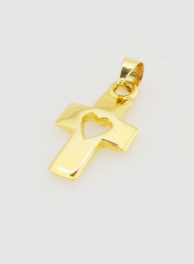 Cross and Heart Pendant 9ct Gold - 17mm (pic 4)