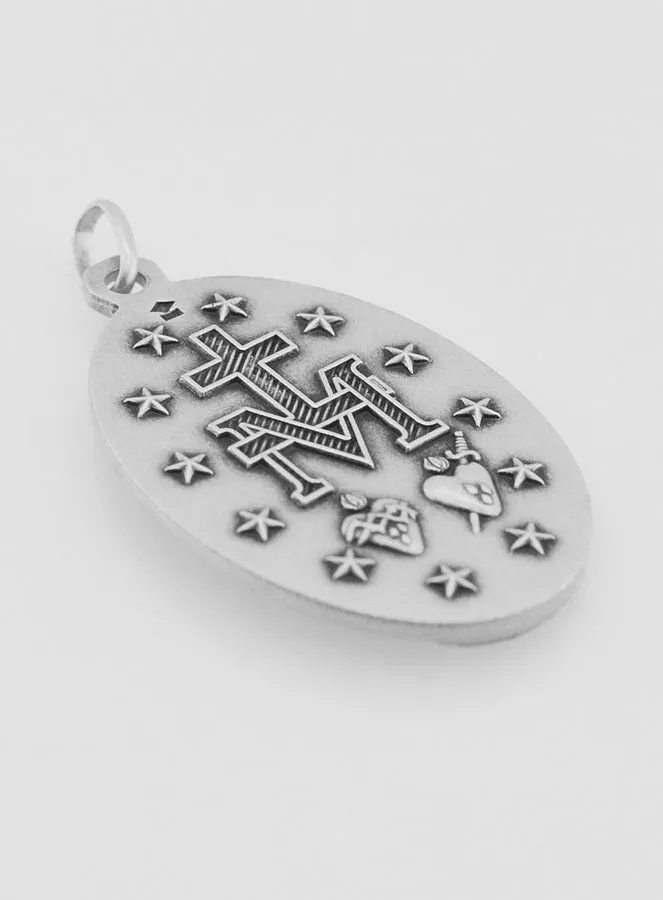 Large Miraculous Medal in Sterling Silver - 33mm (pic 4)