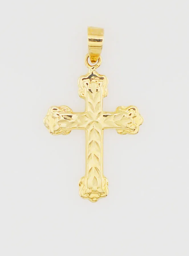 Baroque Cross Pendant 20mm - 9ct Gold (pic 1)