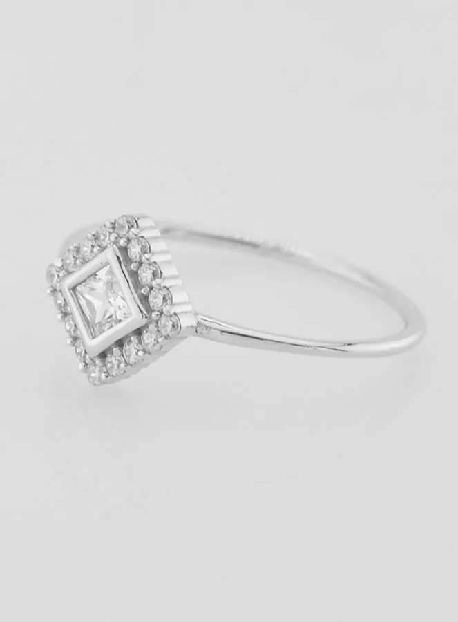 Solitaire Ring in Rhodium-Plated Silver and Zirconia - Size 56 (pic 2)