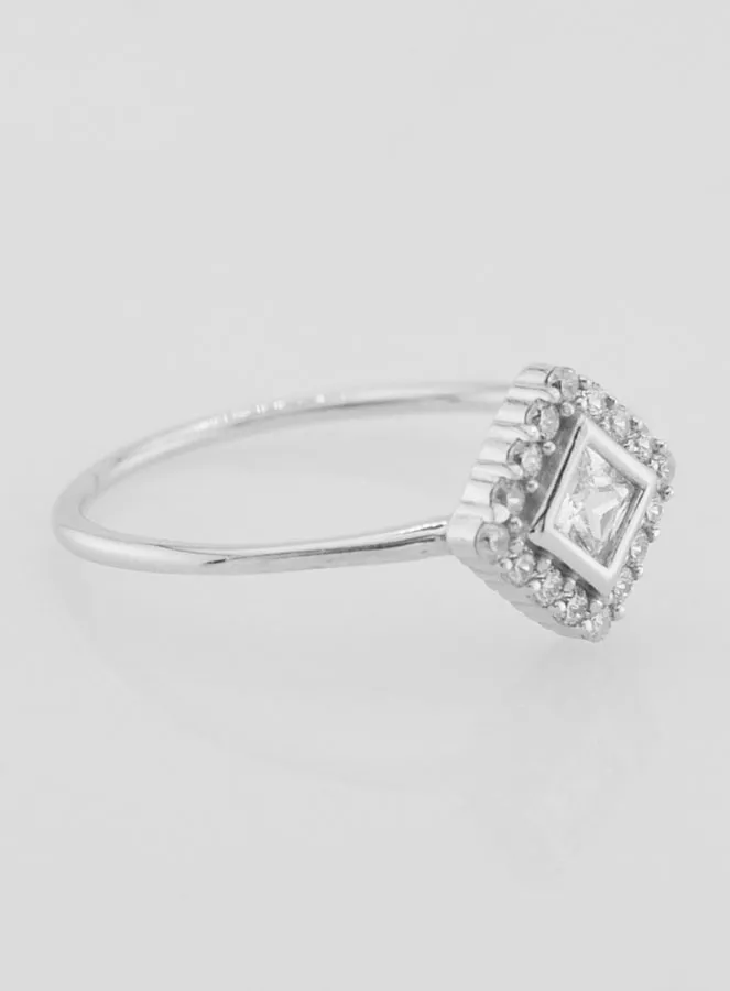 Solitaire Ring in Rhodium-Plated Silver and Zirconia - Size 56 (pic 3)