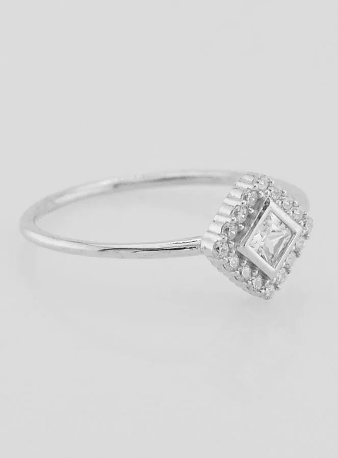 Solitaire Ring in Rhodium-Plated Silver and Zirconia - Size 60 (pic 3)