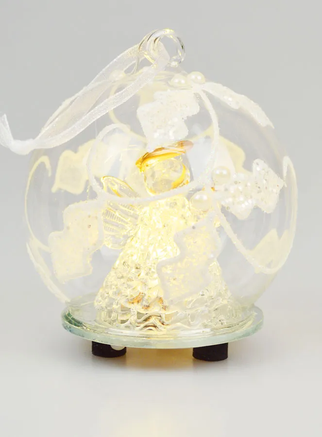 Light-Up Christmas Bauble Glass Angel - 8cm (pic 3)