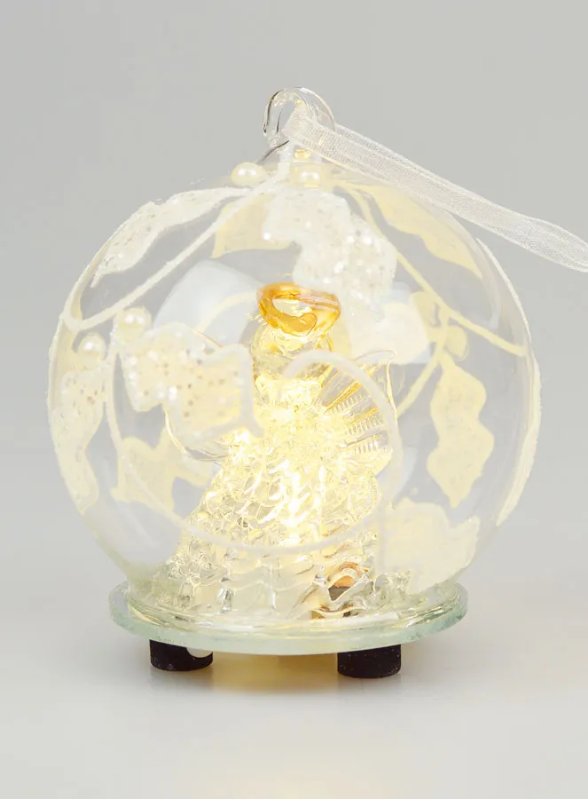 Light-Up Christmas Bauble Glass Angel - 8cm (pic 4)