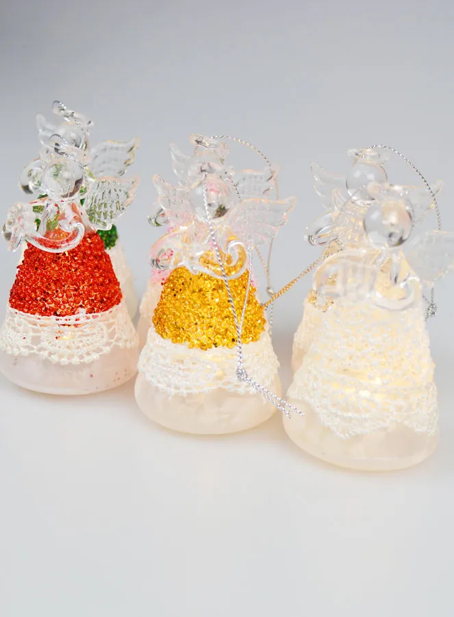 Set of 6 Light-Up Christmas Angels - 8cm (pic 2)