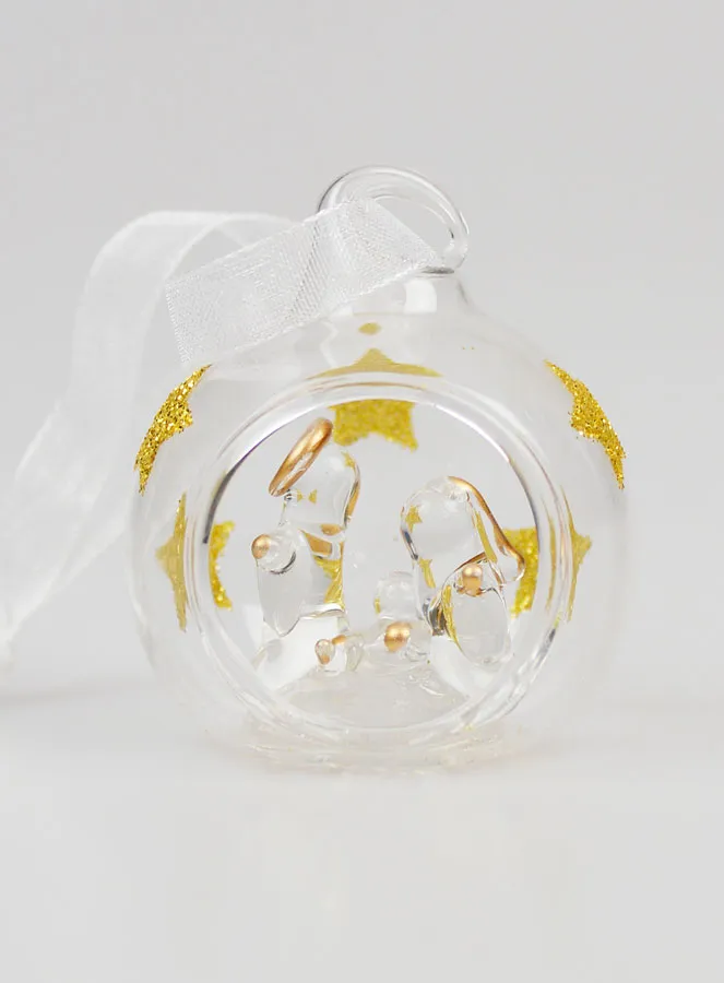 Holy Family Glass Christmas Bauble - 4cm (pic 1)
