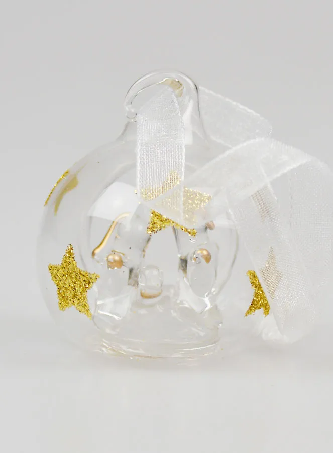Holy Family Glass Christmas Bauble - 4cm (pic 4)