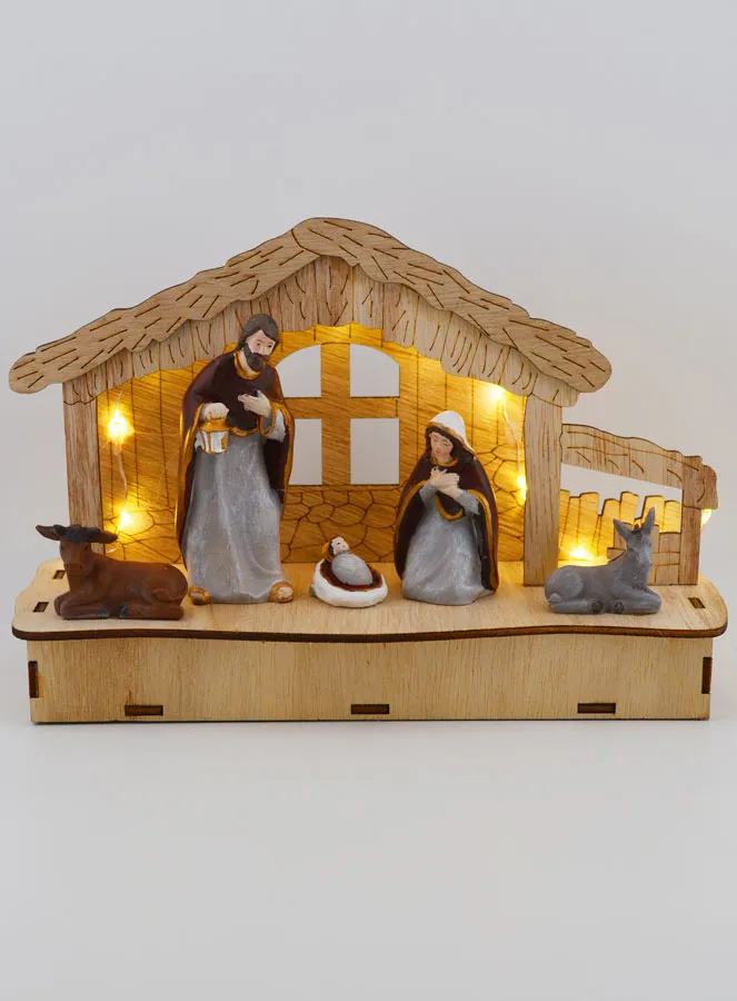 Illuminated Christmas Nativity Scene 20cm (pic 1)