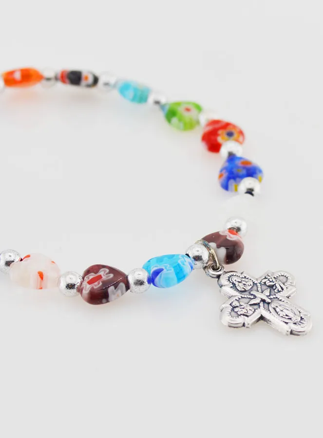 Religious Bracelet With Cross - Heart Beads (pic 3)