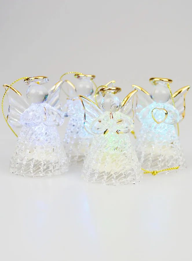 Set of 4 Light-Up Christmas Angels - 7cm (pic 1)