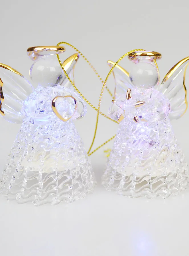 Set of 4 Light-Up Christmas Angels - 7cm (pic 2)