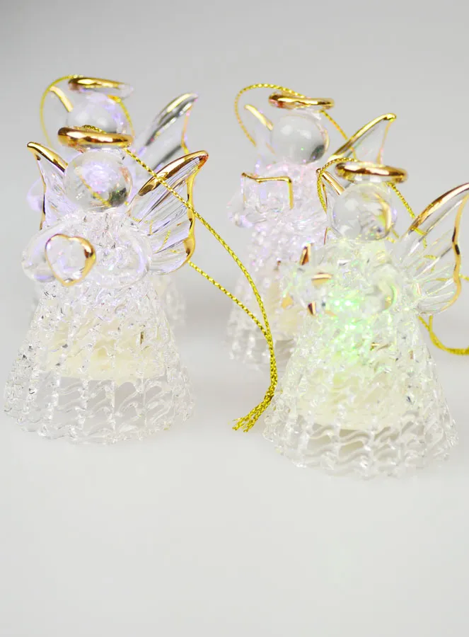 Set of 4 Light-Up Christmas Angels - 7cm (pic 4)
