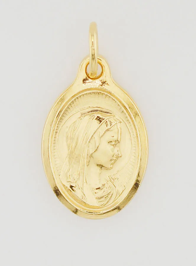 Oval Virgin Mary Profile Medal Gold Plated - 20mm (pic 1)