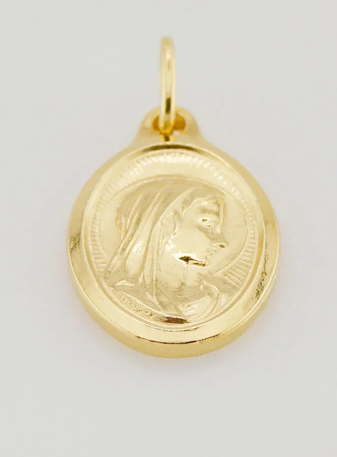 Oval Virgin Mary Profile Medal Gold Plated - 20mm (pic 2)