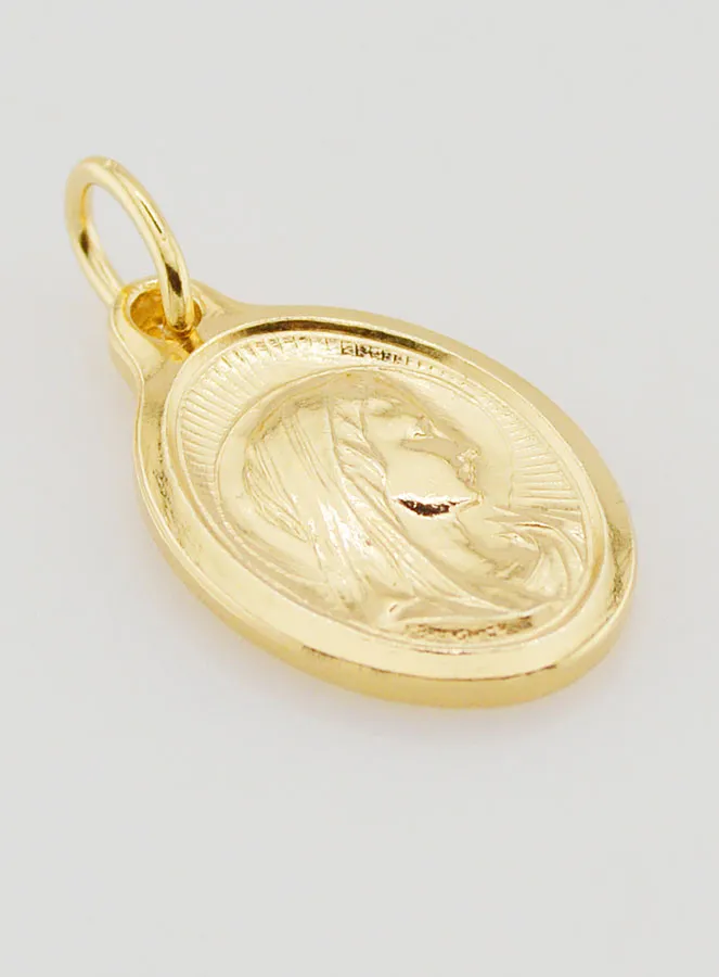 Oval Virgin Mary Profile Medal Gold Plated - 20mm (pic 3)