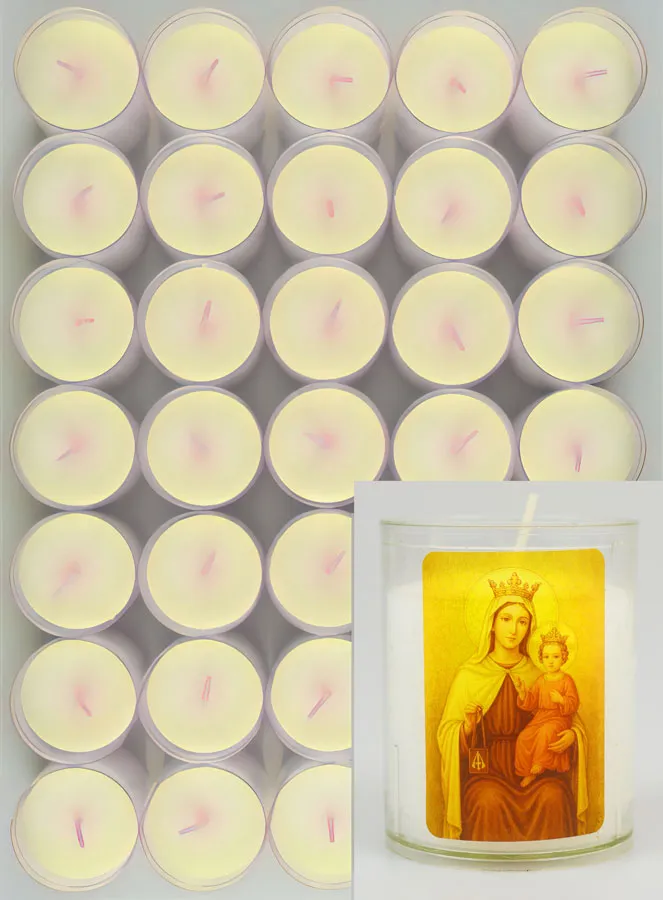 Set of 48 Votive Candles Our Lady of Mount Carmel (pic 1)