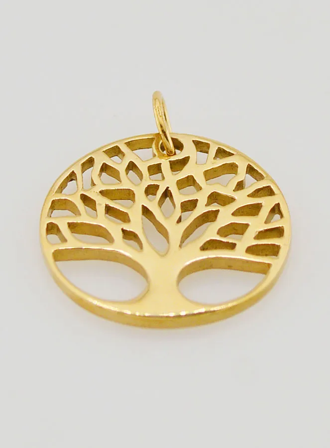 Openwork Tree of Life Medal in Golden Stainless Steel - 18mm (pic 2)