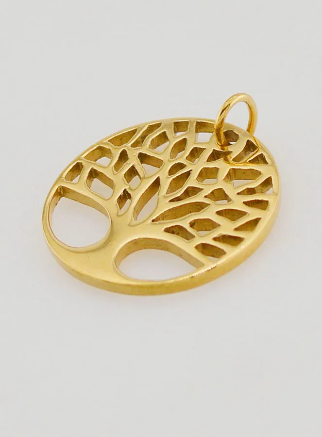 Openwork Tree of Life Medal in Golden Stainless Steel - 18mm (pic 4)