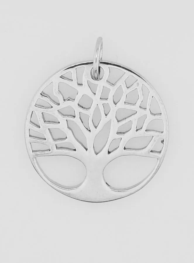 Openwork Tree of Life Medal in Stainless Steel - 18mm (pic 1)