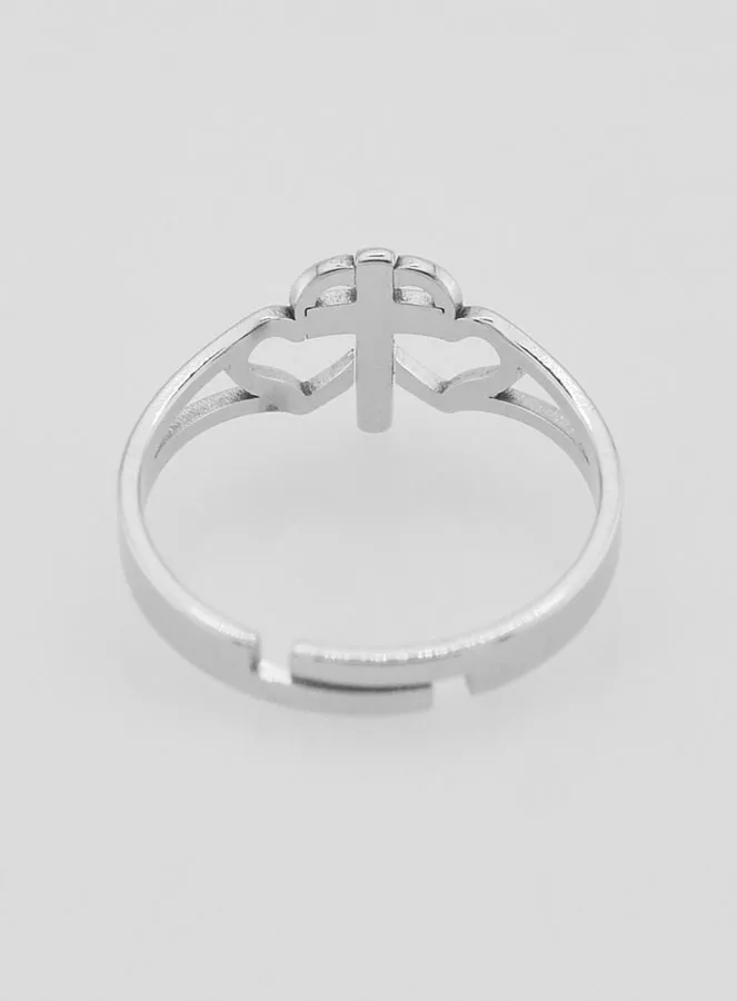 Religious Ring Cross and Hearts Adjustable (pic 4)