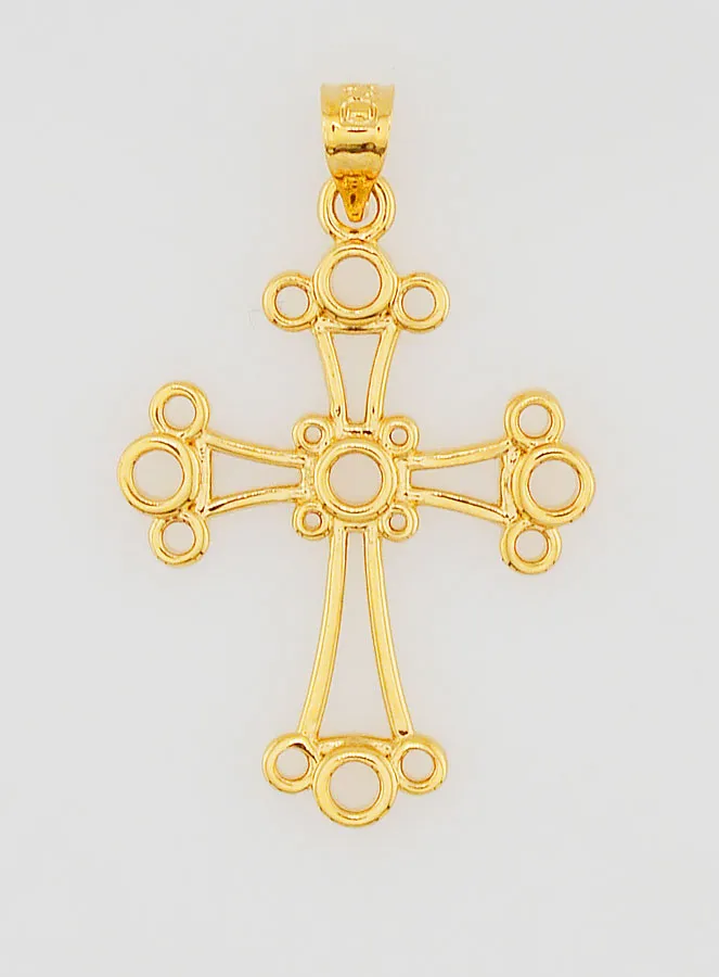 Gold Plated Chaldean Cross Pendant - 22mm (pic 1)